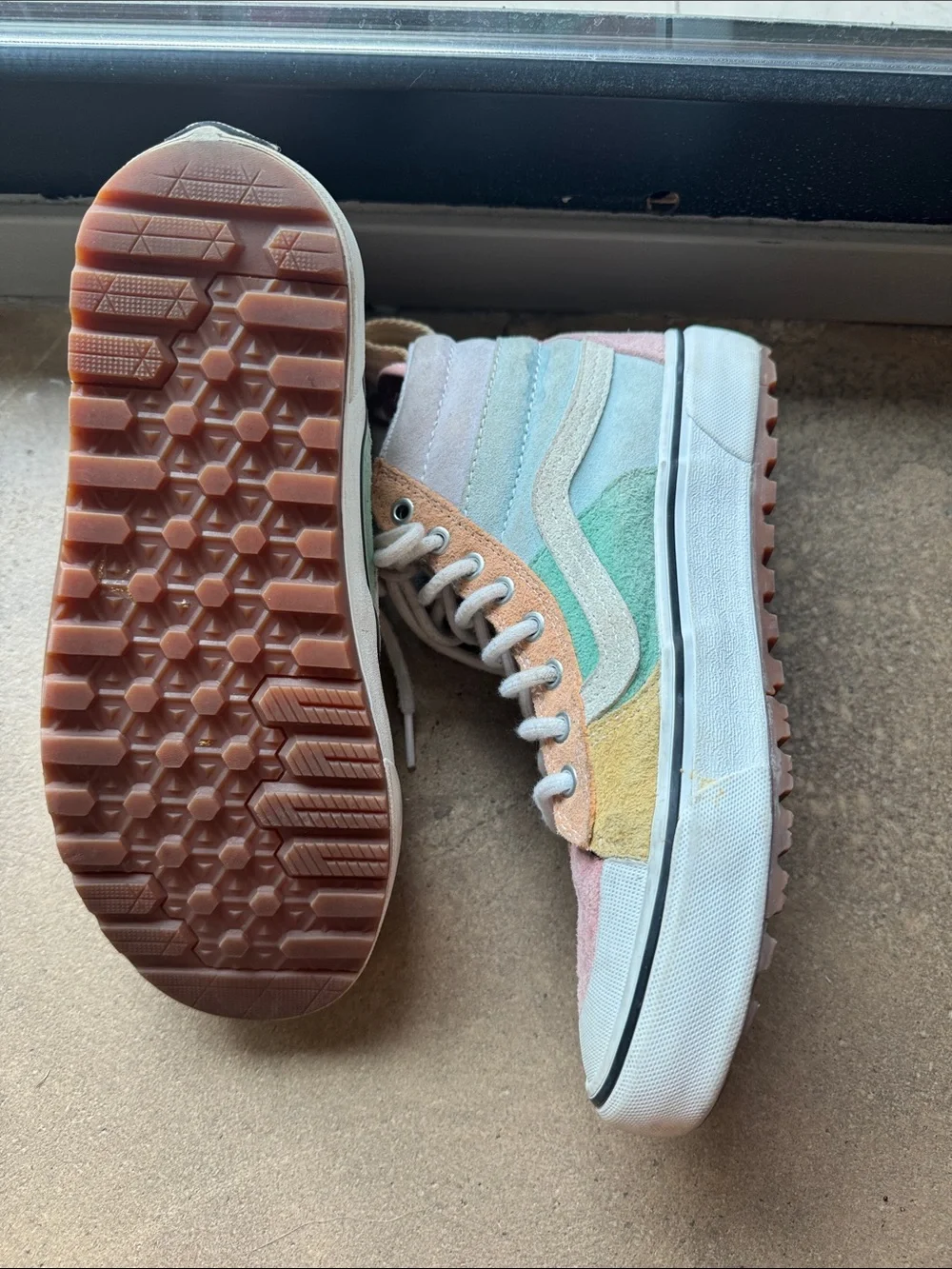 Vans Multi-Color High-Top Sneakers — Pink, Yellow, White